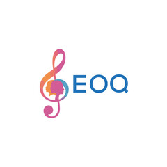 EOQ “Creative music logo with human silhouettes and treble clef in gradient colors, EOQ Later Logo, modern artistic design isolated on white background”

