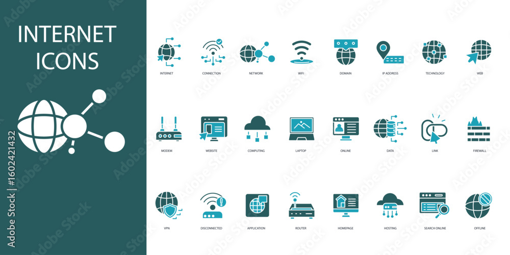 Poster internet icon set.vector.editable stroke.linear style sign for use web design,logo.symbol illustrati
