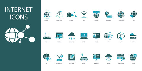 internet icon set.vector.Editable stroke.linear style sign for use web design,logo.Symbol illustration.