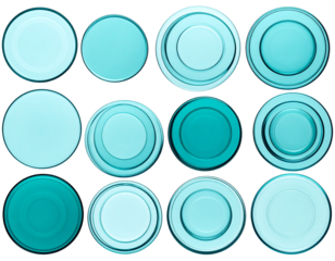 Translucent layered concentric circles in cyan tones, isolated on a transparent background