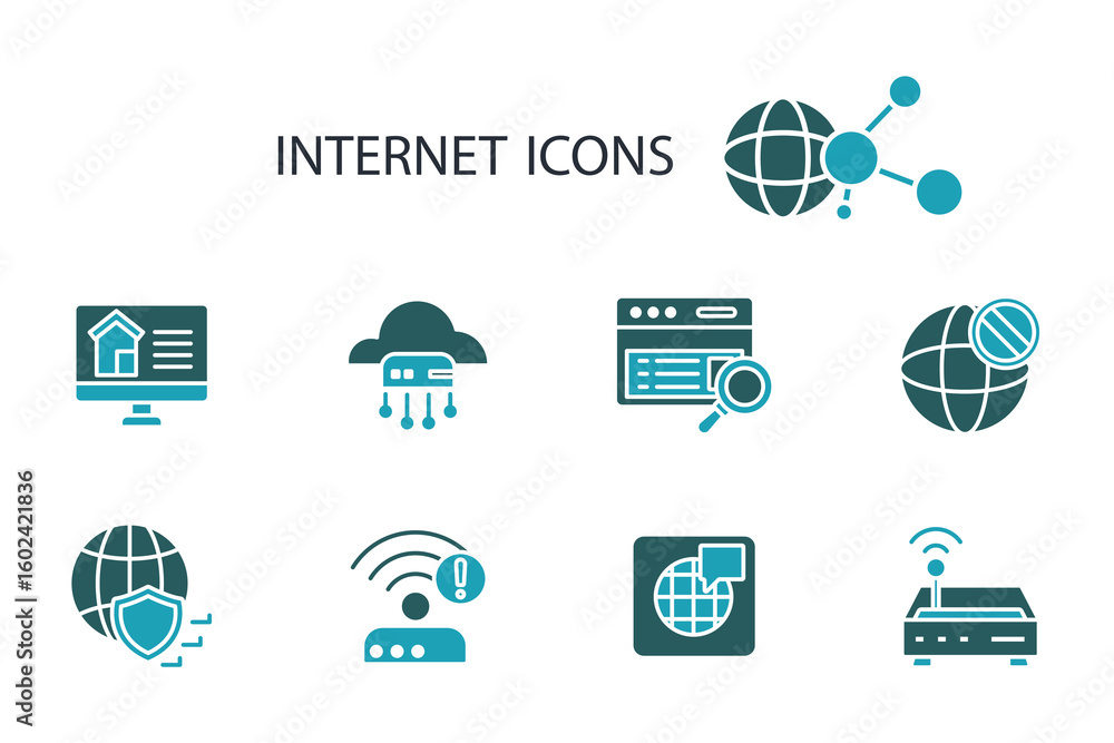 Poster internet icon set.vector.editable stroke.linear style sign for use web design,logo.symbol illustrati