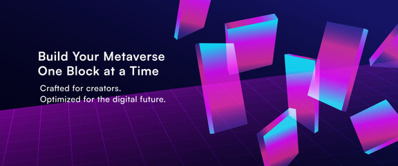 Futuristic Neon Panels Floating in Abstract Cyber Space