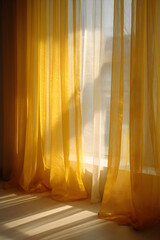 Sunlit Serendipity: Infusing Warmth and Elegance through Yellow Curtains in a Tranquil Space