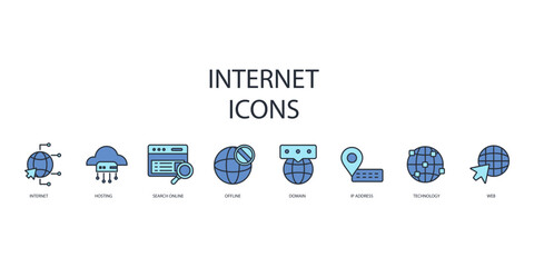 internet icon set.vector.Editable stroke.linear style sign for use web design,logo.Symbol illustration.
