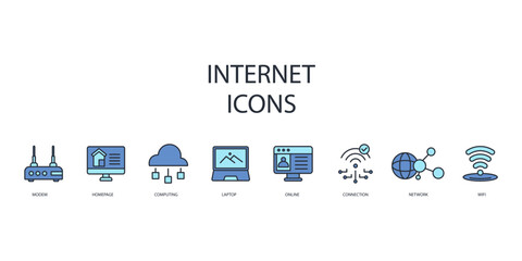 internet icon set.vector.Editable stroke.linear style sign for use web design,logo.Symbol illustration.