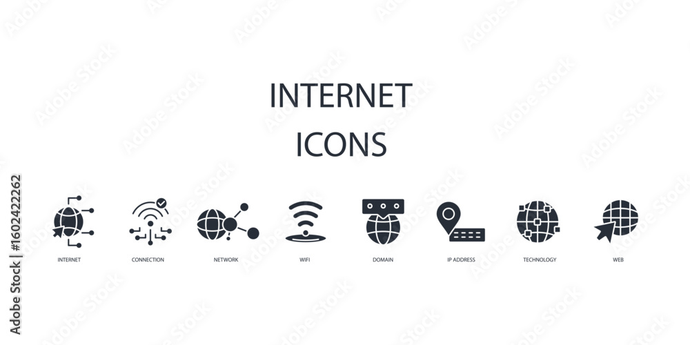 Poster internet icon set.vector.editable stroke.linear style sign for use web design,logo.symbol illustrati
