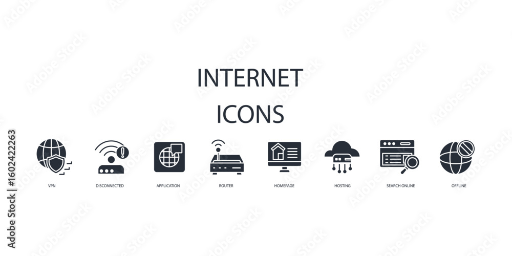 Poster internet icon set.vector.editable stroke.linear style sign for use web design,logo.symbol illustrati