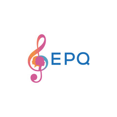 Fototapeta premium EPQ “Creative music logo with human silhouettes and treble clef in gradient colors, EPQ Later Logo, modern artistic design isolated on white background” 