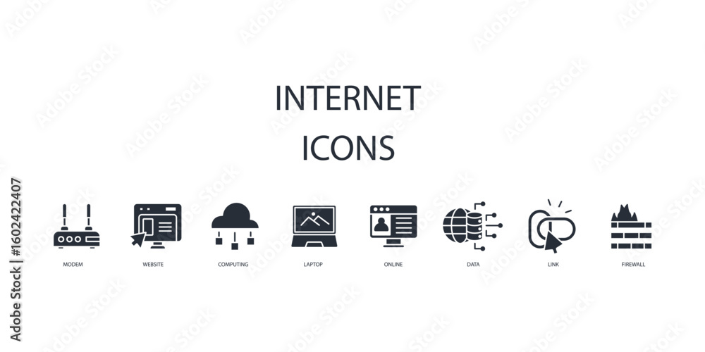 Poster internet icon set.vector.editable stroke.linear style sign for use web design,logo.symbol illustrati
