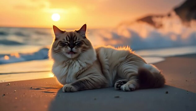Himalayan cat laughing with purring joy