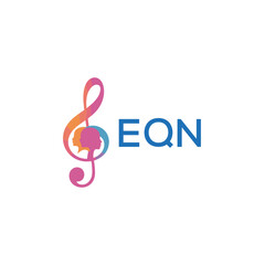 EQN “Creative music logo with human silhouettes and treble clef in gradient colors, EQN Later Logo, modern artistic design isolated on white background”
