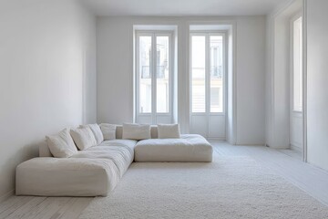 Interior of a living room with armchairs and a floor lamp, offering a relaxed and inviting atmosphere, Generative AI