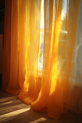 Sunlit Serendipity: Infusing Warmth and Elegance through Yellow Curtains in a Tranquil Space