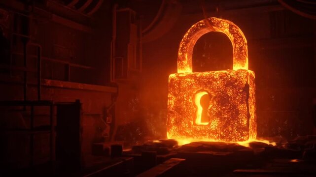 3D Security Visualization of Glowing Lock on Digital Surface