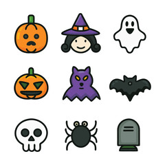 halloween icons set