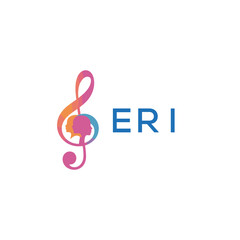 Fototapeta premium ERI “Creative music logo with human silhouettes and treble clef in gradient colors, ERI Later Logo, modern artistic design isolated on white background” 