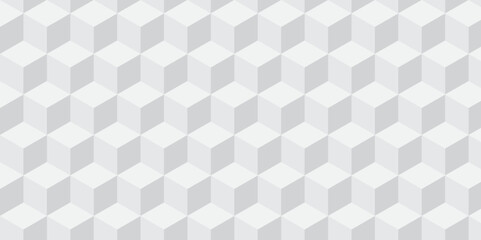 White geometric cube creative concept triangle overlap square technology background. digital cubes fabric and wallpaper grid block texture background.	