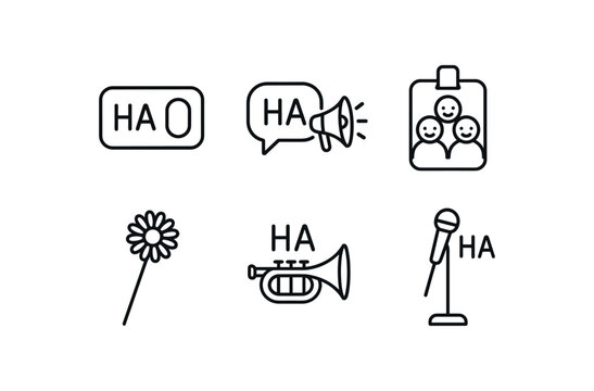 straight perfect out stroke icon mono icons style isolated laughter giggle button switch laughter bubble speaker horn laughter therapy group session card laughter diaphragm tickler rod