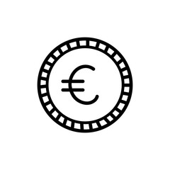 Euro coin isolated on a white background. Vector hand-drawn illustration in doodle style. Perfect for logo, various designs. Savings, finance, investments.