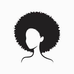 Black silhouette of woman with large afro hairstyle