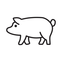 Single outline icon of a pig, drawn in editable stroke style. Ideal for farming, animal, or food industry visuals.