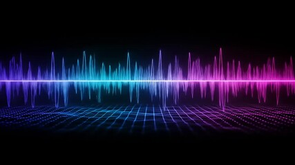Vibrant soundwave visualization in neon colors against a dark backdrop, illustrating audio dynamics - Powered by Adobe