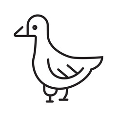 Single outline icon of a duck, illustrated in editable stroke. Suitable for farm, nature, or water bird illustrations.