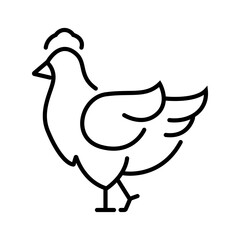 Single outline icon of a hen, designed with editable stroke. Ideal for farm, poultry, or food industry illustrations.