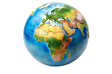 Naklejka premium A detailed globe showcasing the continents and oceans isolated on transparent background