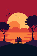 couple sitting bench under tree