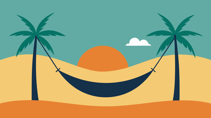 Obraz premium hammock palm trees sunset