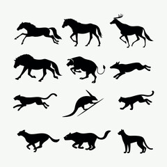 Silhouettes of Fast-Running and Jumping Animals