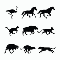 Silhouettes of Fast-Running and Jumping Animals