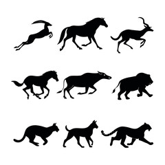 Silhouettes of Fast-Running and Jumping Animals