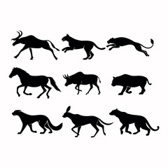 Silhouettes of Fast-Running and Jumping Animals
