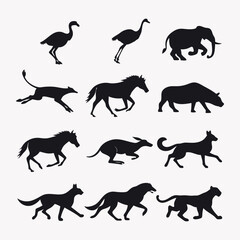 Silhouettes of Fast-Running and Jumping Animals