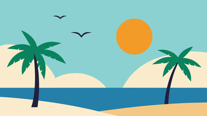 Tropical Beach Coconut Trees Sun Dip