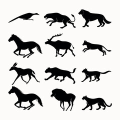 Silhouettes of Fast-Running and Jumping Animals