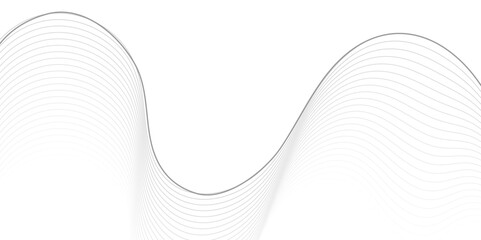 An abstract background featuring a series of thin, undulating, grayscale lines that create a dynamic wave pattern across a white canvas, suggesting sound waves or data flow.