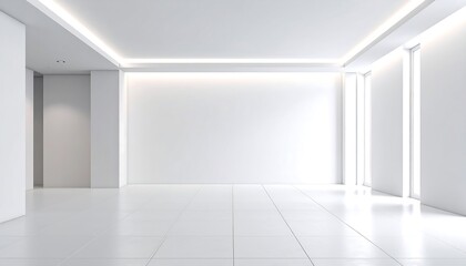 Empty white room with modern minimalist design