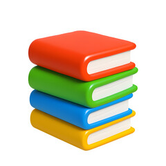 3D Colorful Book Stack Icon Representing Education

