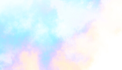 Pastel rainbow colorful soft cloud isolated on transparent background. Heaven unicorn abstract cloudy background