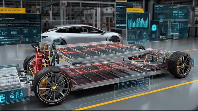 This setting showcases cutting-edge lithium battery technology used in electric vehicle design