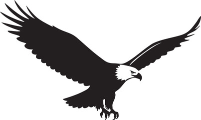 Obraz premium Majestic bald eagle in flight silhouette with wings spread wide