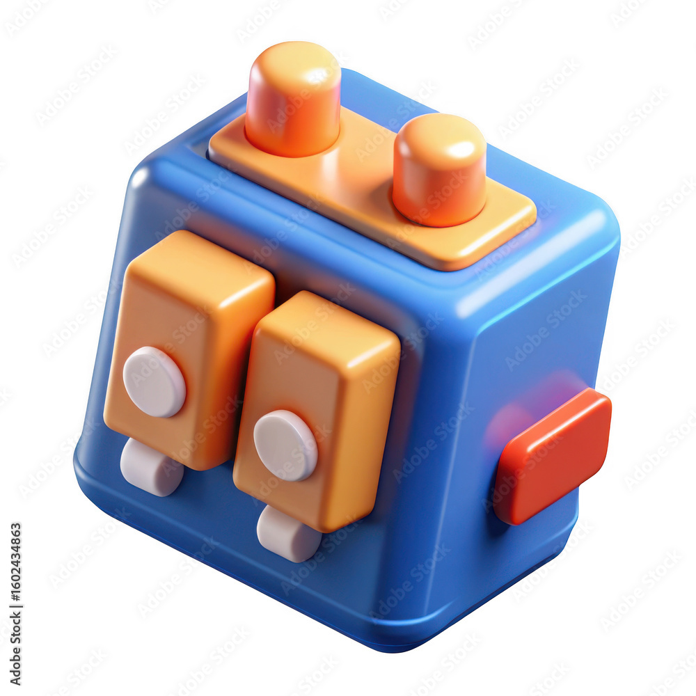 Fototapete 3d fidget cube toy with buttons and switches isolated on transparent background