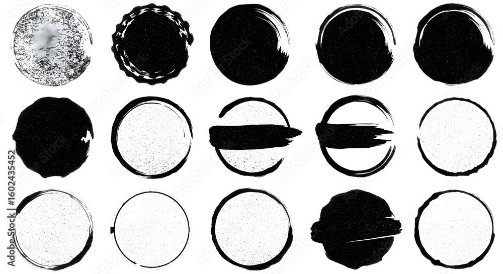 Poster circle silhouette collection: a diverse array of stylish and versatile circle silhouettes, rendered 