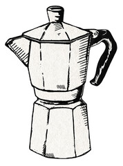 Kettle png sticker in vintage sketch