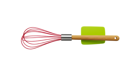 Red Whisk and Green Silicone Spatula Kitchen Utensils