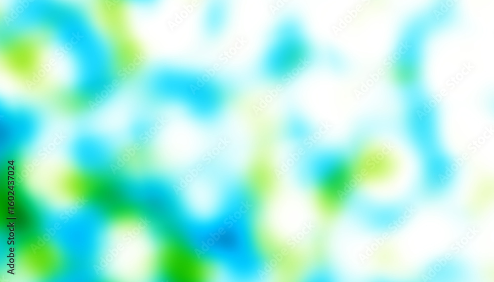 Poster world environment day concept: green and blue abstract blur spots background with bokeh effect and t