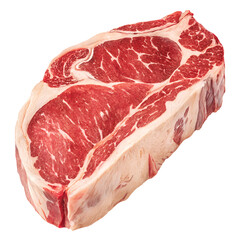 Raw Ribeye Steak Cut with Marbling on Transparent Background